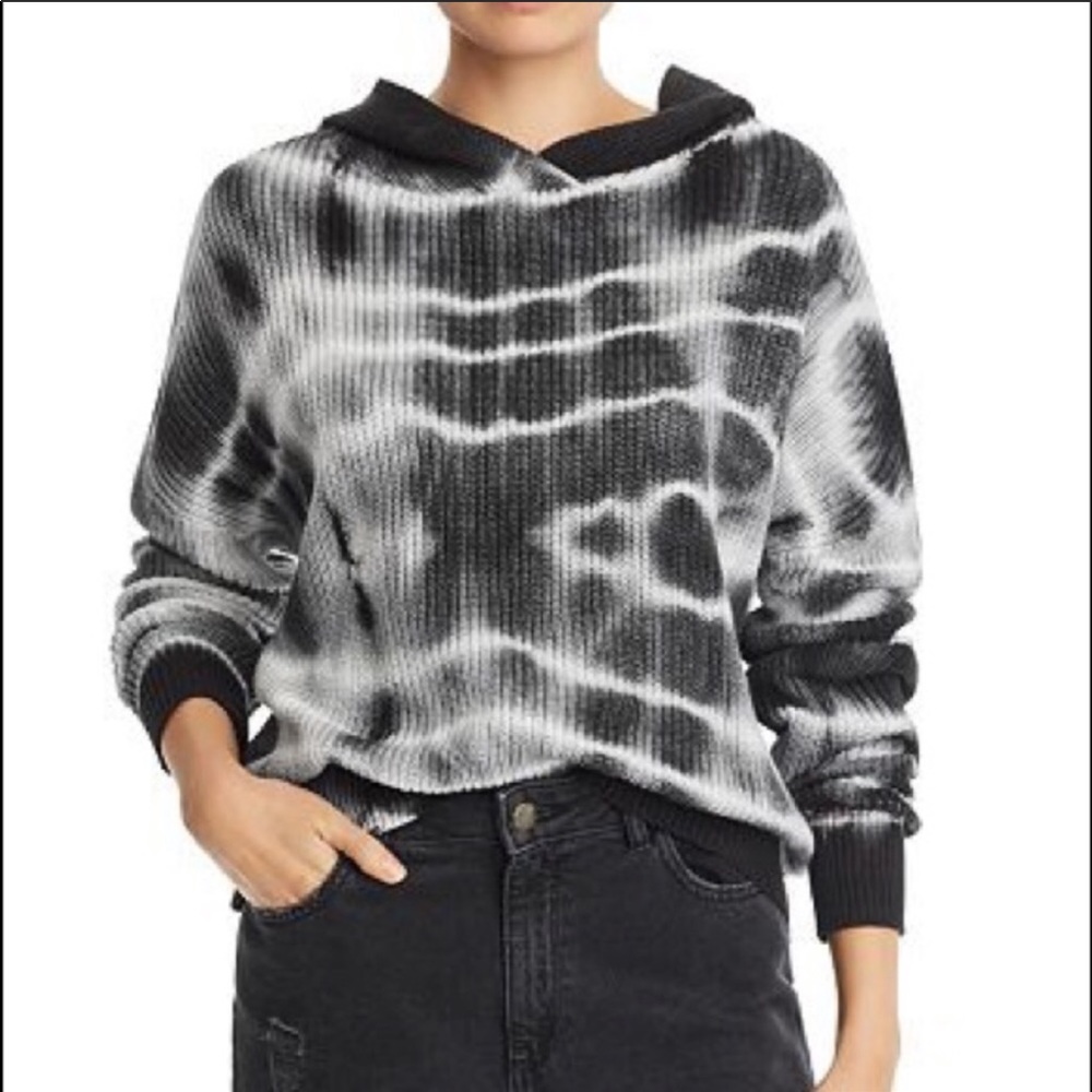 AQUA Black & White Tie Dye Sweatshirt